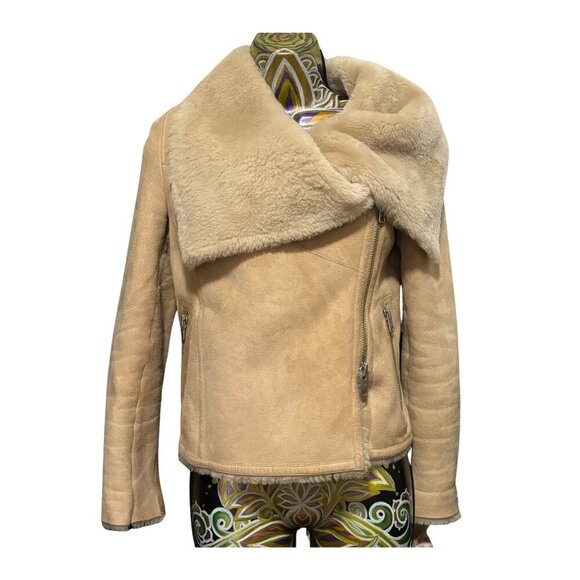 Jackets & Blazers - ALL SAINTS XXS Suede/Shearling Moto Jacket